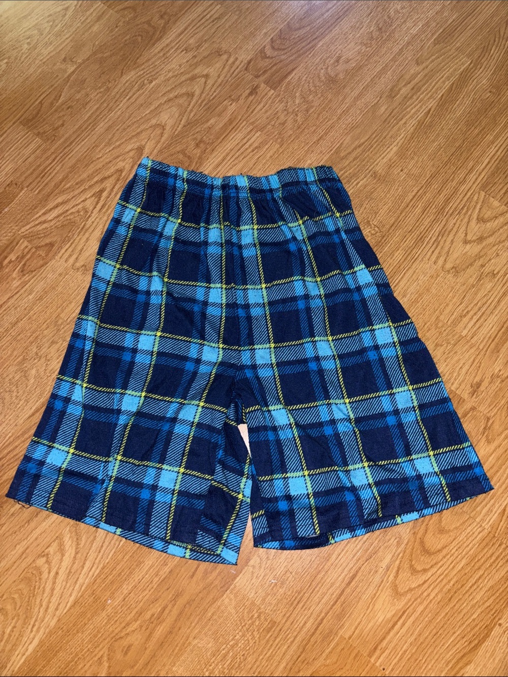 Blue Plaid Kids pajamas Shorts - Elastic Waist
